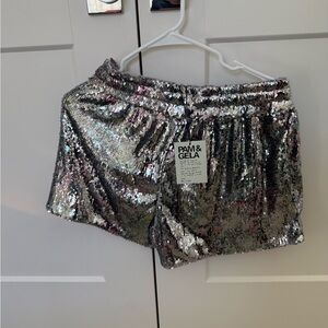 NWT Silver High Waist Party Shorts